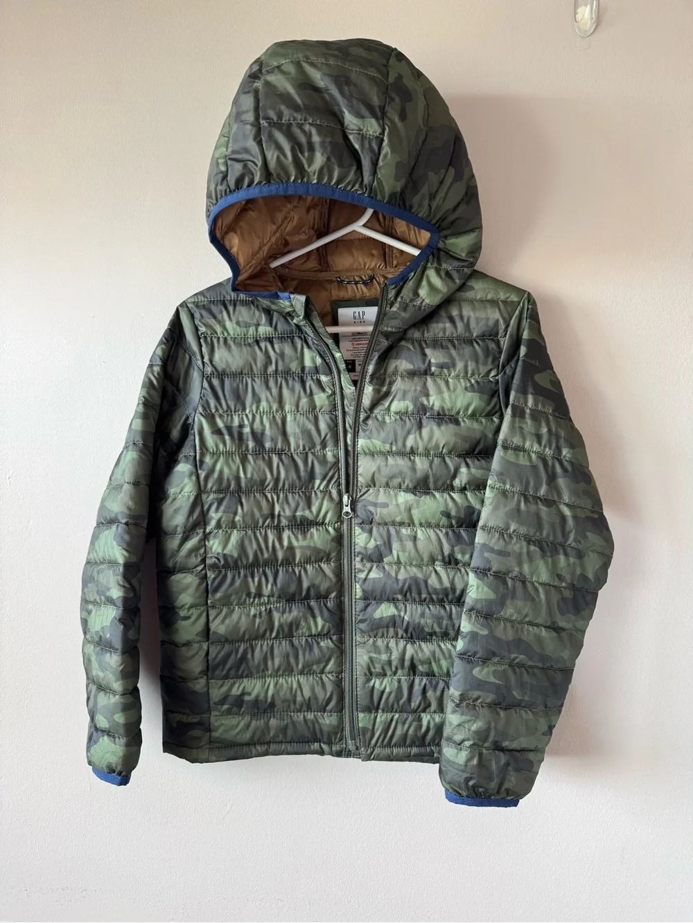 Gap Boys Green Camouflage Transition Lightweight Puffer Coat Jacket Size Large
